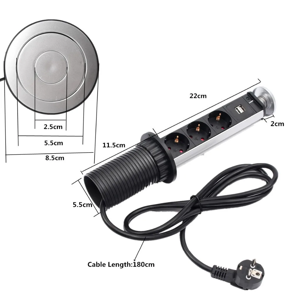 3 Европейский разъем электропитания всплывающая розетка с питанием выдвижной