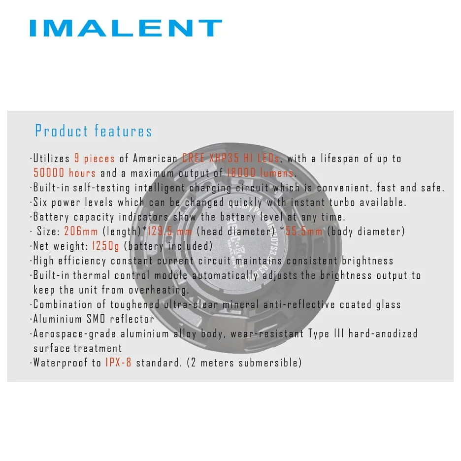 IMALENT R90C светодиодный светильник-вспышка CREE XHP35 HI 20000 лм перезаряжаемый светильник-вспышка с батареей высокопроизводительный уличный поисковый светильник