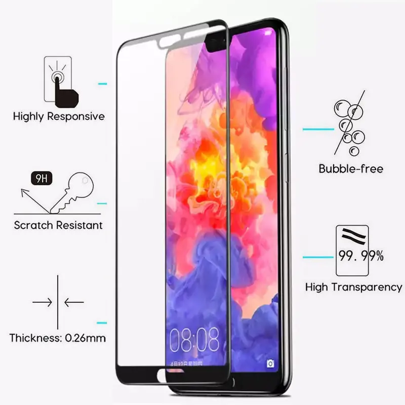 Protective Glass On For Huawi P20 lite light Tempered Huawei Pro Screen Protector trempe verre on p 20 lait p20pro | Мобильные