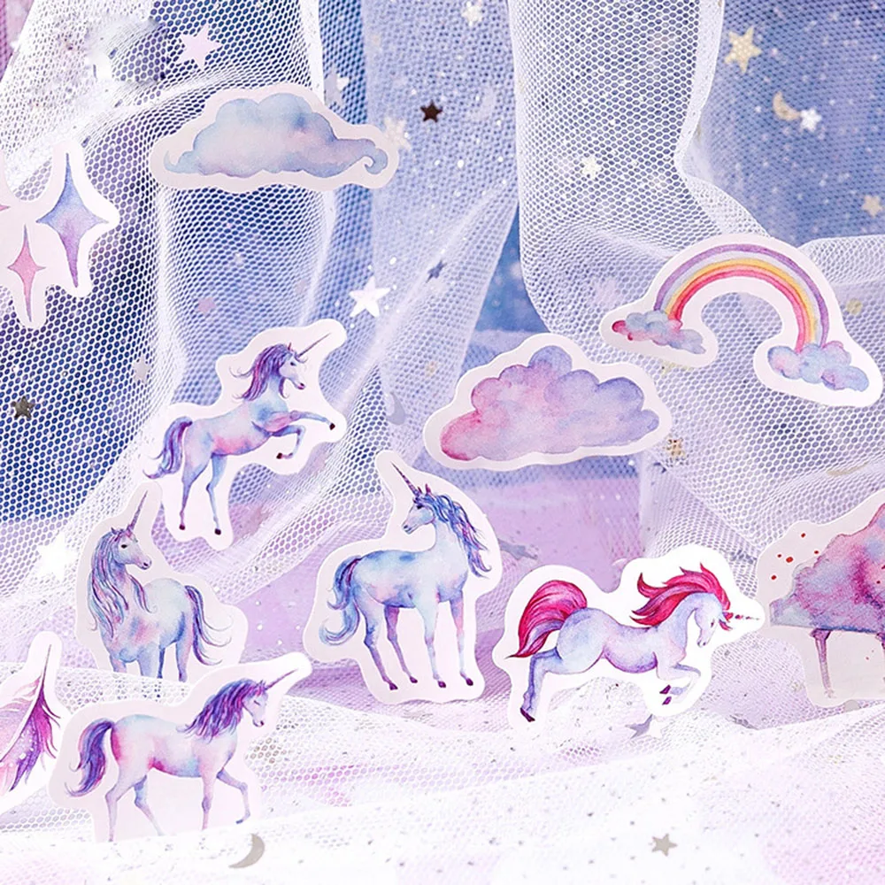 45 шт./упак. Kawaii канцелярские наклейки милый Единорог шаблон Скрапбукинг