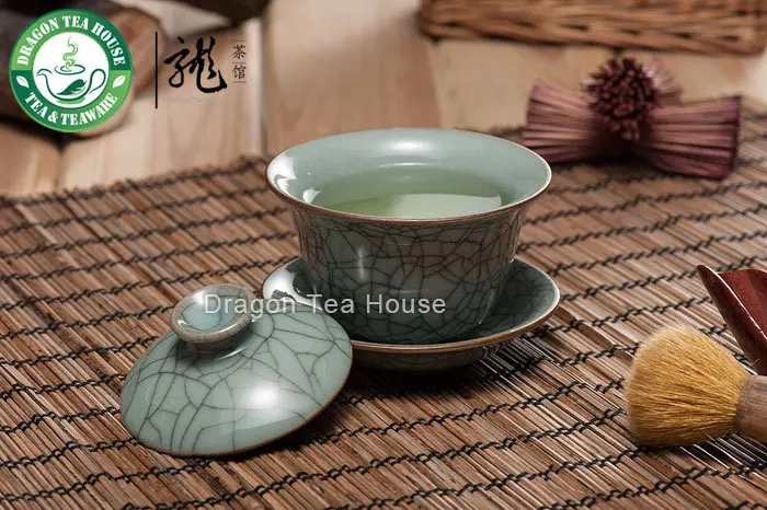 Long Quan Ge Yao ледяные вены Celadon Gaiwan 120 мл 4 06 унций | Дом и сад