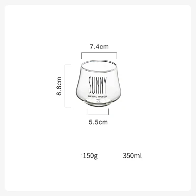Nordic Water Glass Sunny Cup Milk Juice Beverage Glass Beer Wine Dessert Cup - Цвет: black letter short