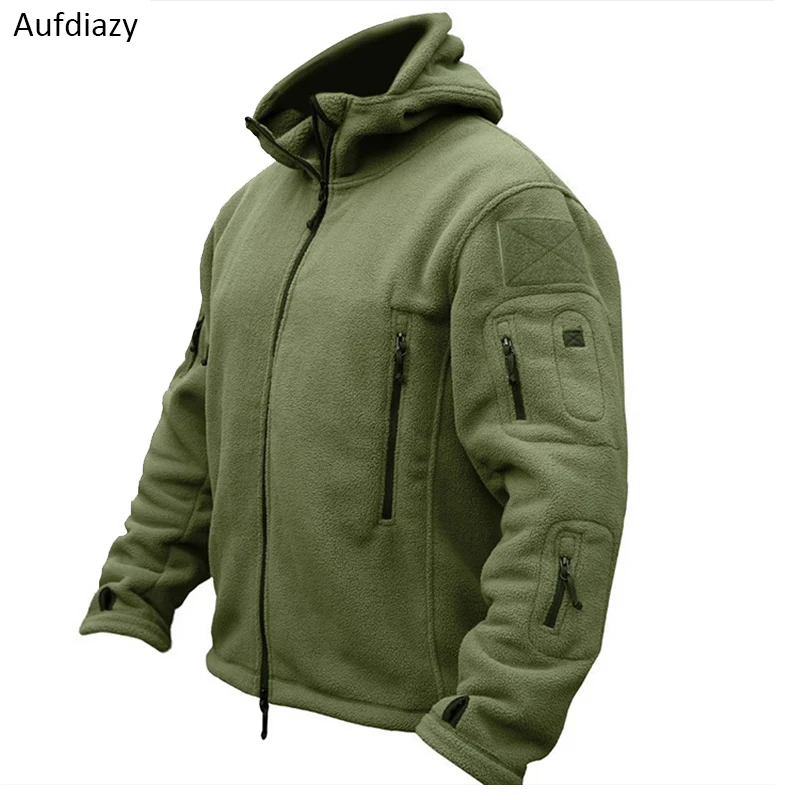 Aufdiazy Men Autumn Winter Fleece Military Tactical Jackets Outdoor Sports Hiking Trekking Male Thermal Hooded OM040 | Спорт и