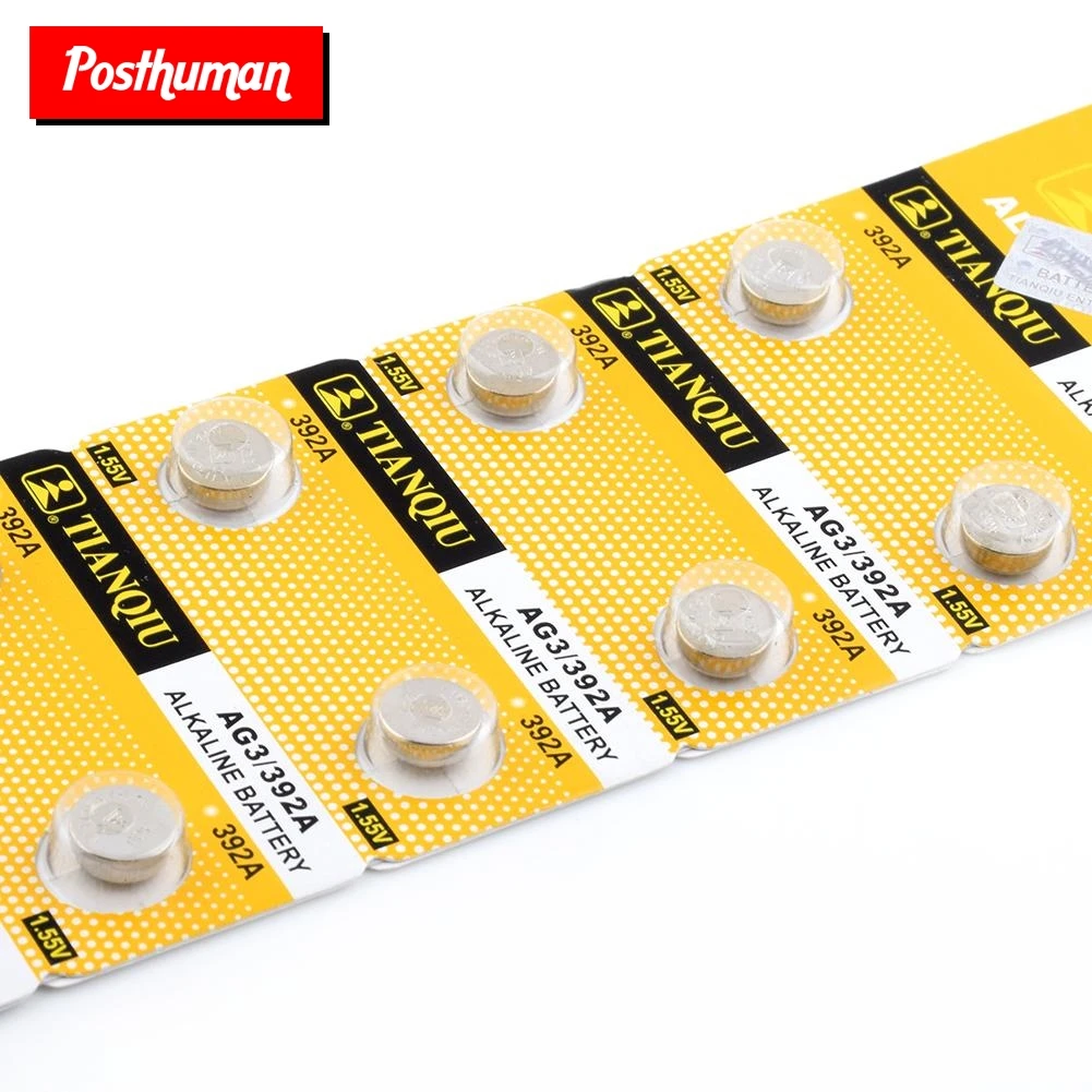 POSTHUMAN Cheap lr41 battery 10x LR41 AG3 392A SR41SW 384 LR736 V3GA 192 1.55V Cell Battery Watch Button Coin pile pilas boton
