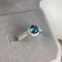 topaz ring free shipping natural blue topaz 925 sterling silver ring fine blue gem rings 6mm