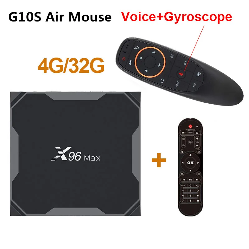 4G32G Add G10S X96Max Смарт ТВ приставка Android 9,0 ТВ приставка Amlogic S905X2 Четырехъядерный 4 ГБ 32 ГБ 4 ГБ 64 Гб 2,4G и 5 ГГц Wifi BT 1000M 4K X96Max приставка - Цвет: 4G32G Add G10S