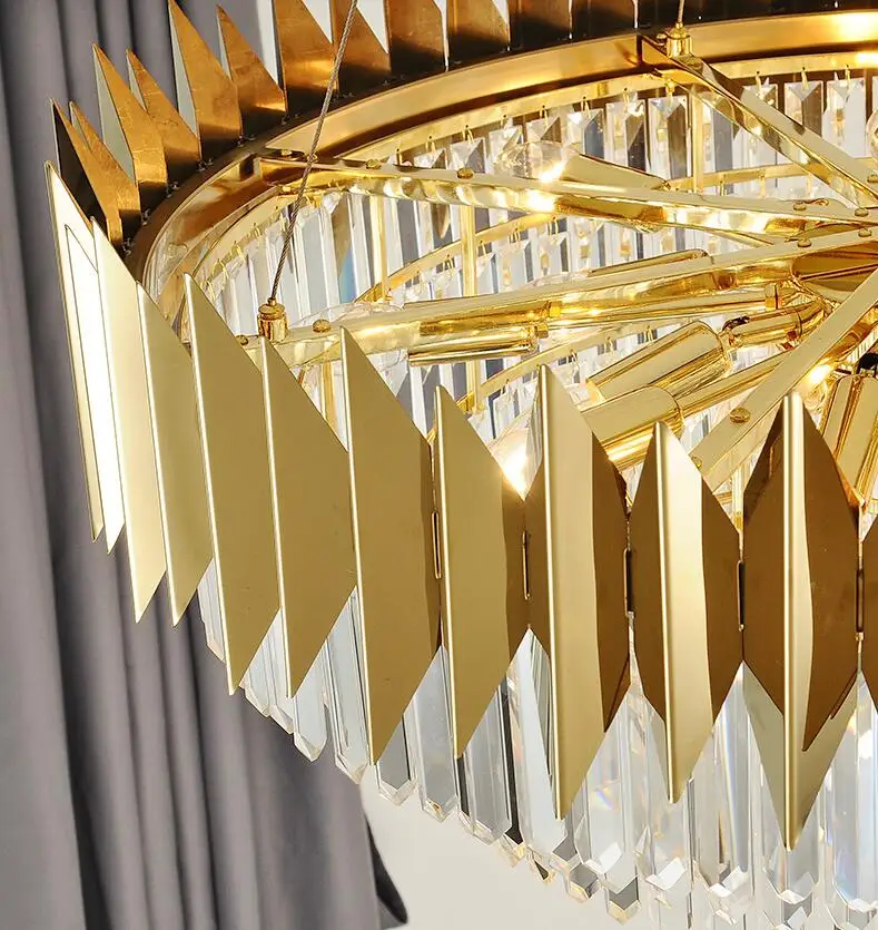 

Crystal chandelier living room dining room bedroom simple art light luxury lighting stainless steel K9 crystal LED chandelier