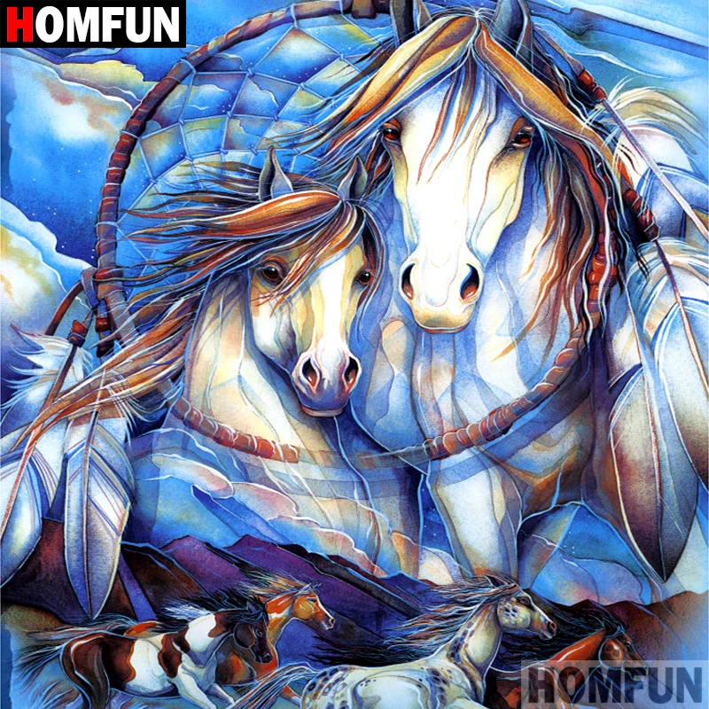 Алмазная живопись HOMFUN лошадиное перо 5D Вышивка своими руками полный набор стразы