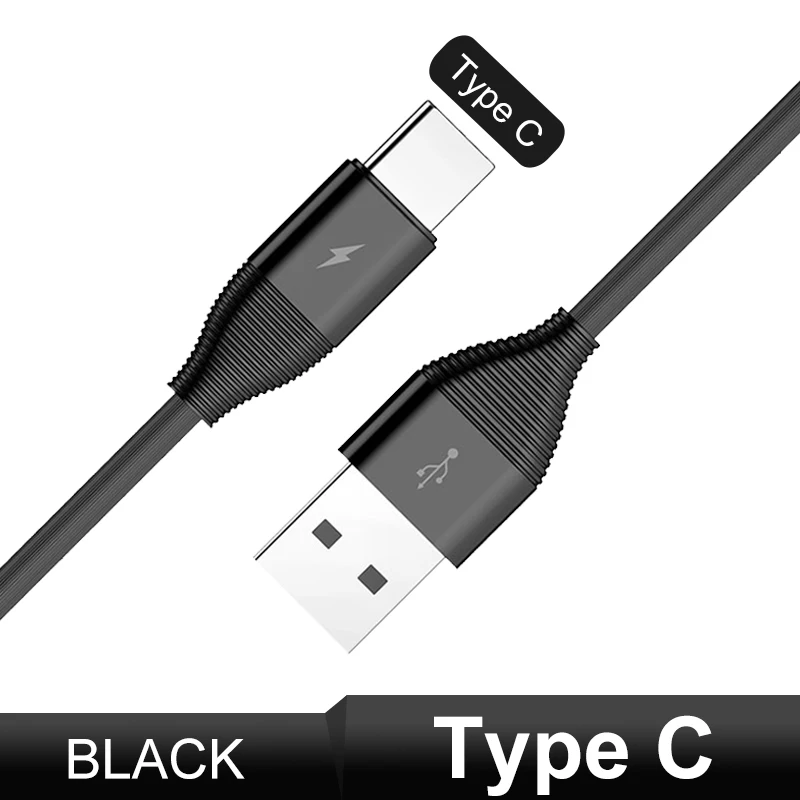 Black Type C TOTU USB кабель для iPhone XS Max XR X 8 Быстрая зарядка зарядное устройство USB-C Шнур Micro usb type C кабель для Android мобильного телефона - Цвет: Black Type C