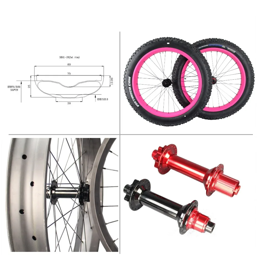 Колеса из углеродного волокна 26 х65/80/100 мм|fatbike wheelset|carbon wheels clincherwheels clincher |