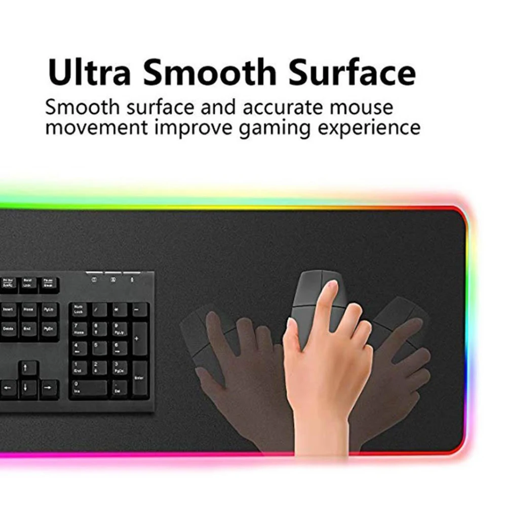 Большой RGB USB Красочный светодиодный освещение, подсветка коврик для мыши и клавиатура игровой коврик для ПК компьютера 250*300*4 мм