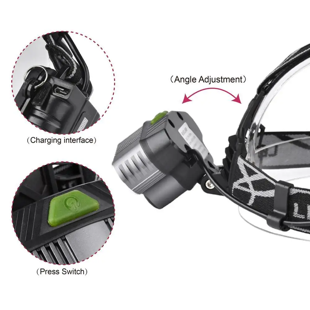 4000 LM T6 5X светодиодный налобный фонарь 18650 Батарея фонарик Перезаряжаемые USB лампа