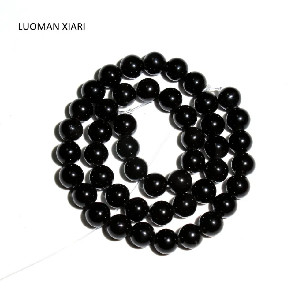 

LUOMAN XIARI Round Natural Obsidian Stone Beads For Jewelry Making DIY Bracelet Necklace Material 4/ 6/8/10/12/14mm Strand 15''