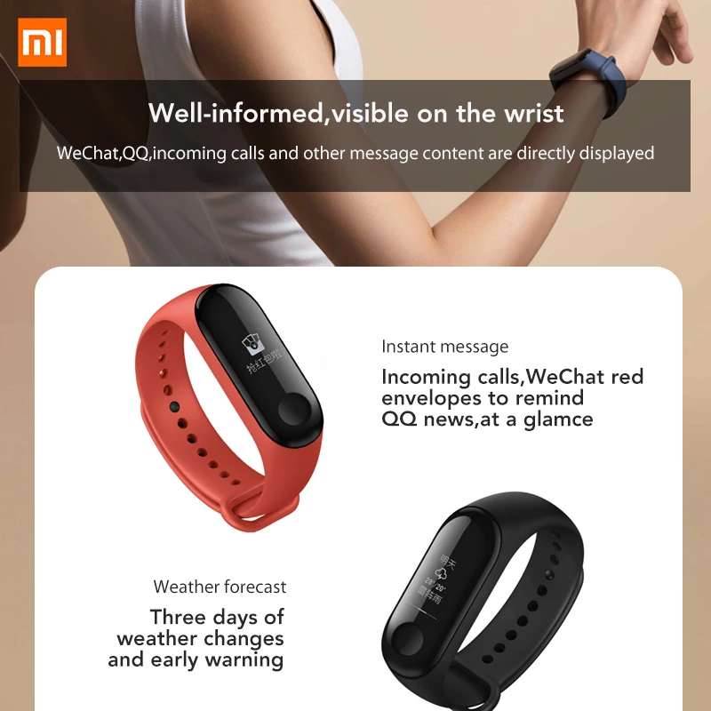 Оригинальный Смарт браслет Xiaomi Mi band 3 пульсометр Bluetooth 4 2 смарт Miband с OLED экраном