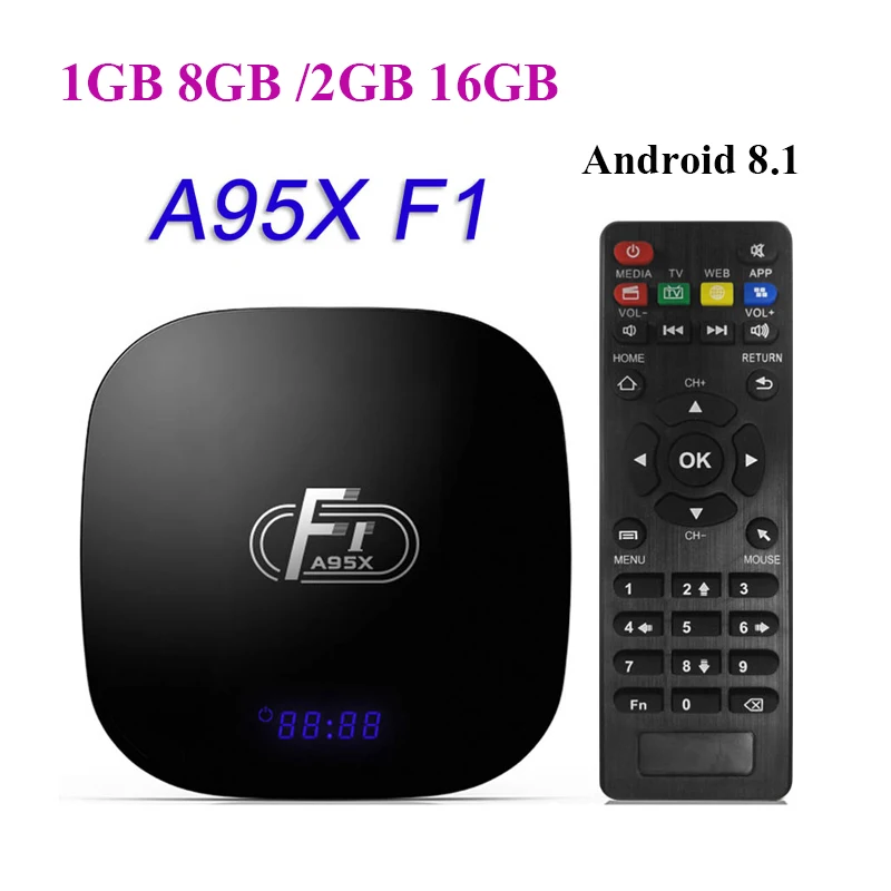 ТВ приставка A95X F1 Android Смарт 8 1 Amlogic S905W телеприставка с дистанционным управлением