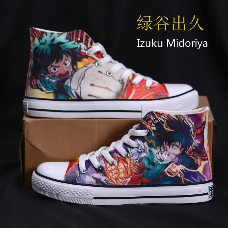 Boku no My Hero Academia/маскарадный костюм Izuku Midoriya обувь Katsuki Bakugou Shoto Shouto принт парусиновая обувь мужская и женская повседневная обувь