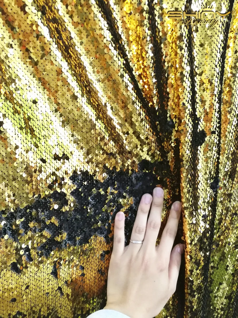 ShinyBeauty обратимые блесток фон Curtain 8ft x русалка рыбьей чешуи Sequin Ткань/фотографии