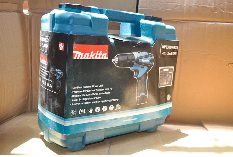 Япония Makita HP330DWE зарядки Ударная дрель литиевая батарея ручная дрель электрическая отвертка 6000-22500ipm 400-1500 об/мин 24/12N. М