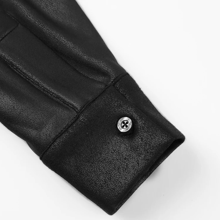 Мужская Осенняя рубашка черная с длинным рукавом в стиле ретро тонкая эластичная