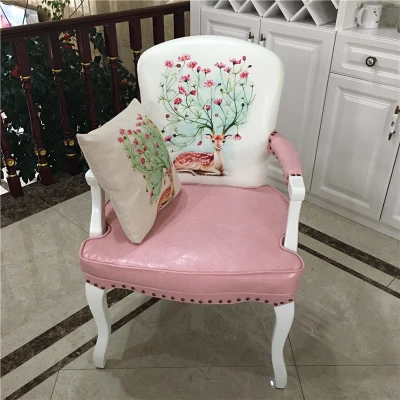 pink leather c Американский Одноместный стул для отдыха из твердой древесины в стиле ретро, европейский стиль, подлокотник, стул для кафе, обеденный стул, для учебы, спальни, компьютерное кресло - Цвет: pink leather c
