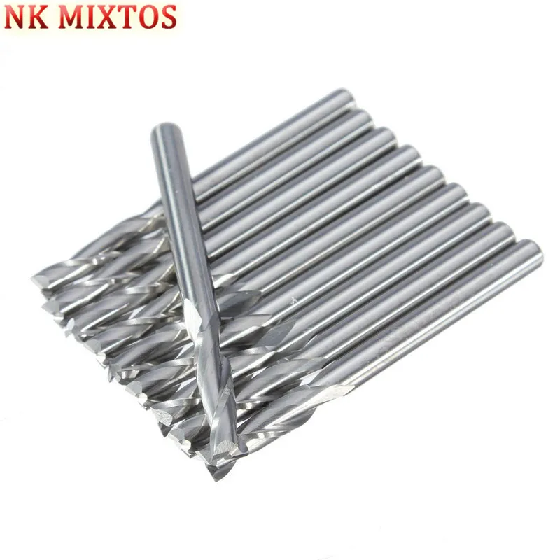 1PC 3.175mm Wood Cutter Solid Carbide CNC Drill Bit Set Milling Tools EndMill 2 Two Flute Spiral Router Bits 12mm Long | Инструменты