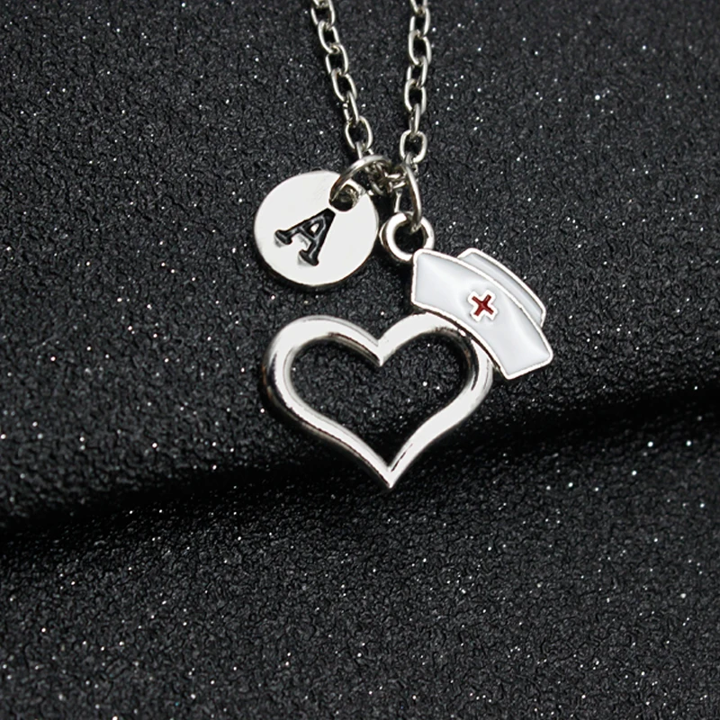 26 букв медсестра молитва сердце Кепки кулон личные Цепочки и ожерелья доктор