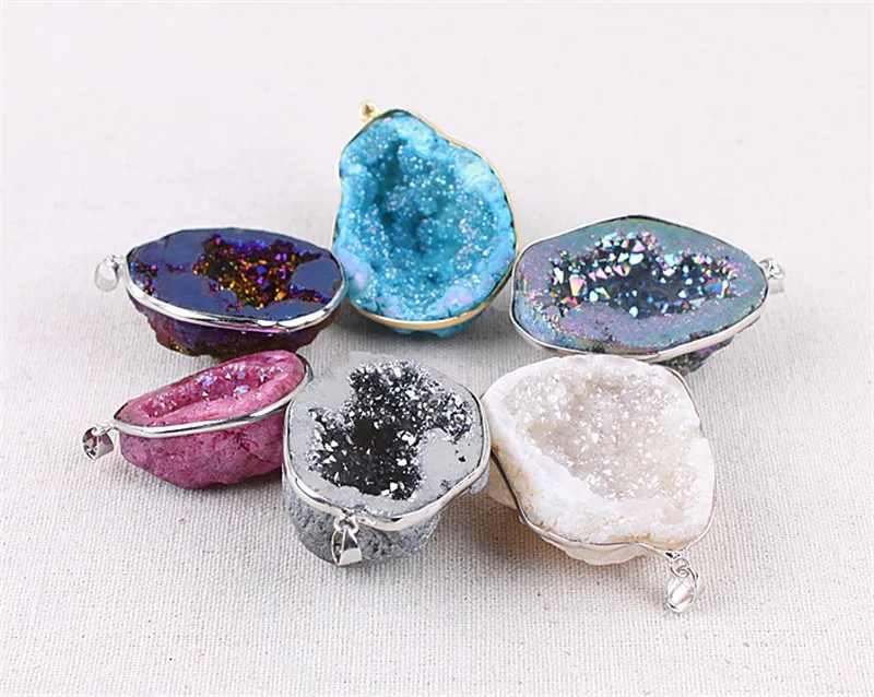 1 шт. Druza Druzy Кулон Агаты Кристалл Кластер ожерелье ювелирные изделия натуральный
