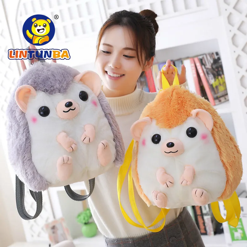 

New cute cartoon hedgehog bag children kindergarten students spring travel backpack plush toys