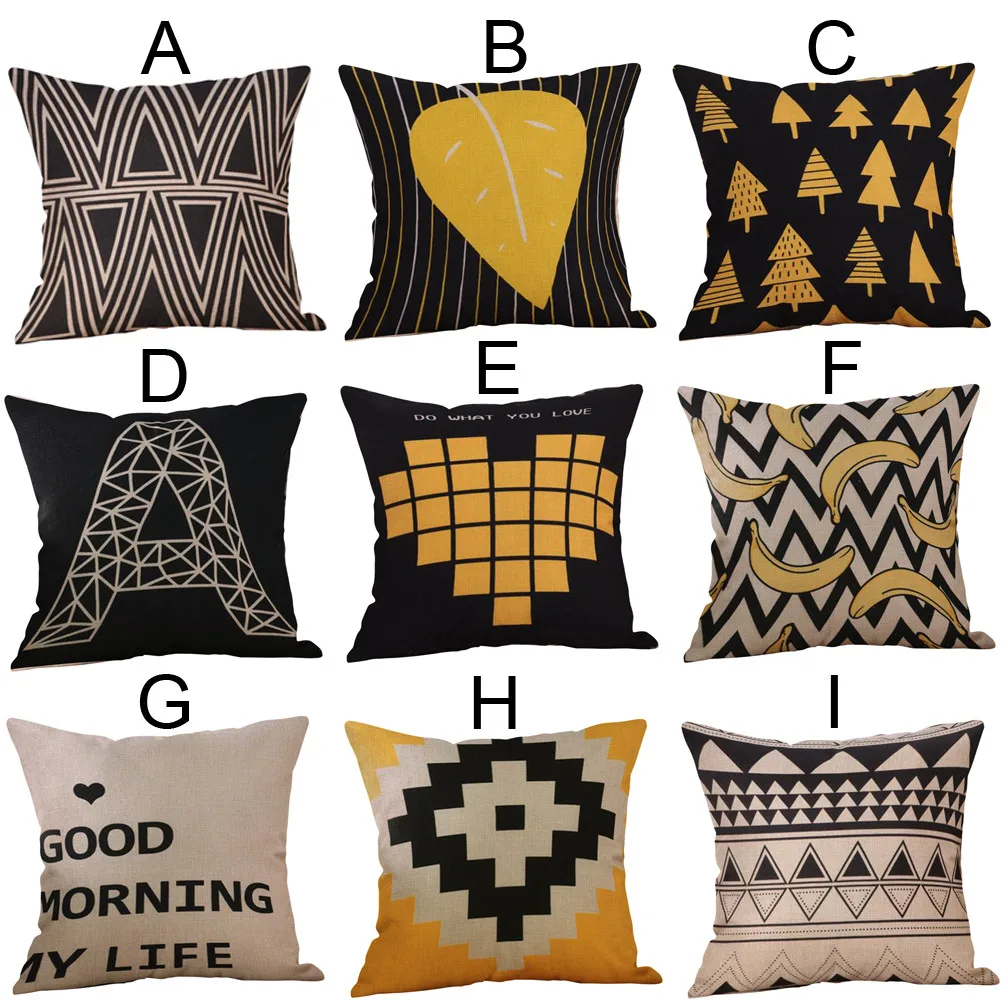 9 styles Geometric cushion covers Throw PillowCase Yellow Fall Autumn Sofa home decoration maison Decorative Pillowcases F300114 | Дом и сад