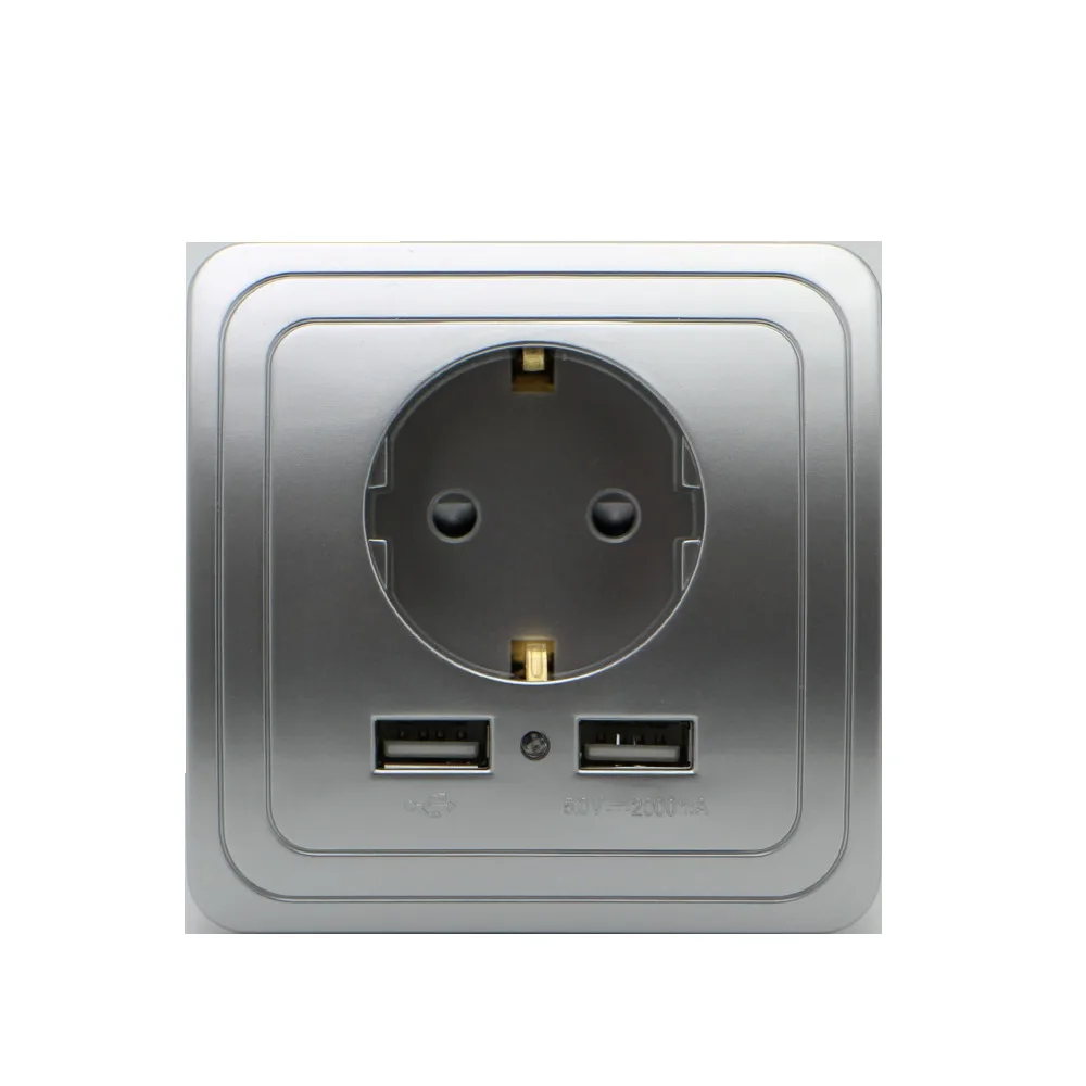 Gray EU Plug Socket Умный дом, настенный сенсорный выключатель, Eu/uk и Eu, штепсельная розетка, двойной Usb переключатель, Кристальное стекло, 1, 2, 3 банды, 1 способ для стены - Цвет: Gray EU Plug Socket