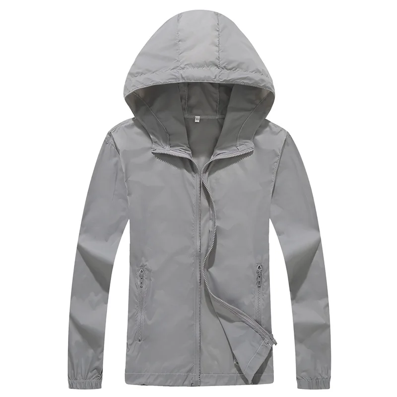 Grey Горные 7XL мужские и женские быстросохнущие куртки, Солнцезащитная весенне-летняя куртка, Модная тонкая верхняя одежда, брендовая одежда LA606 - Цвет: Grey