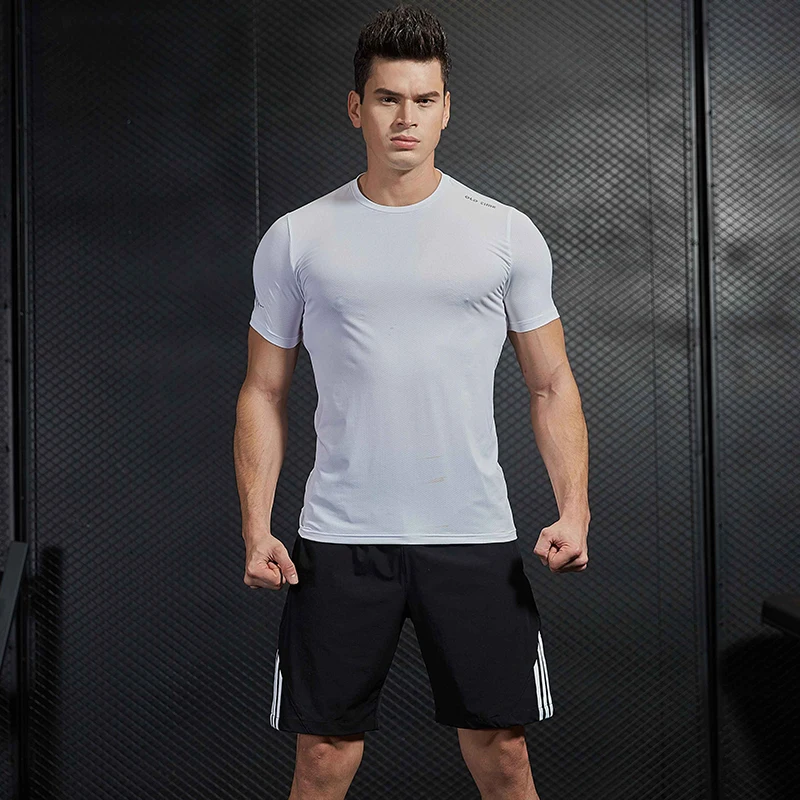 IFRICH 2 Pieces Quick Drying T Shirt and Shorts for Couple Tshirts Men Reflective Fitness Casual T-shirt Summer Sports Running | Мужская