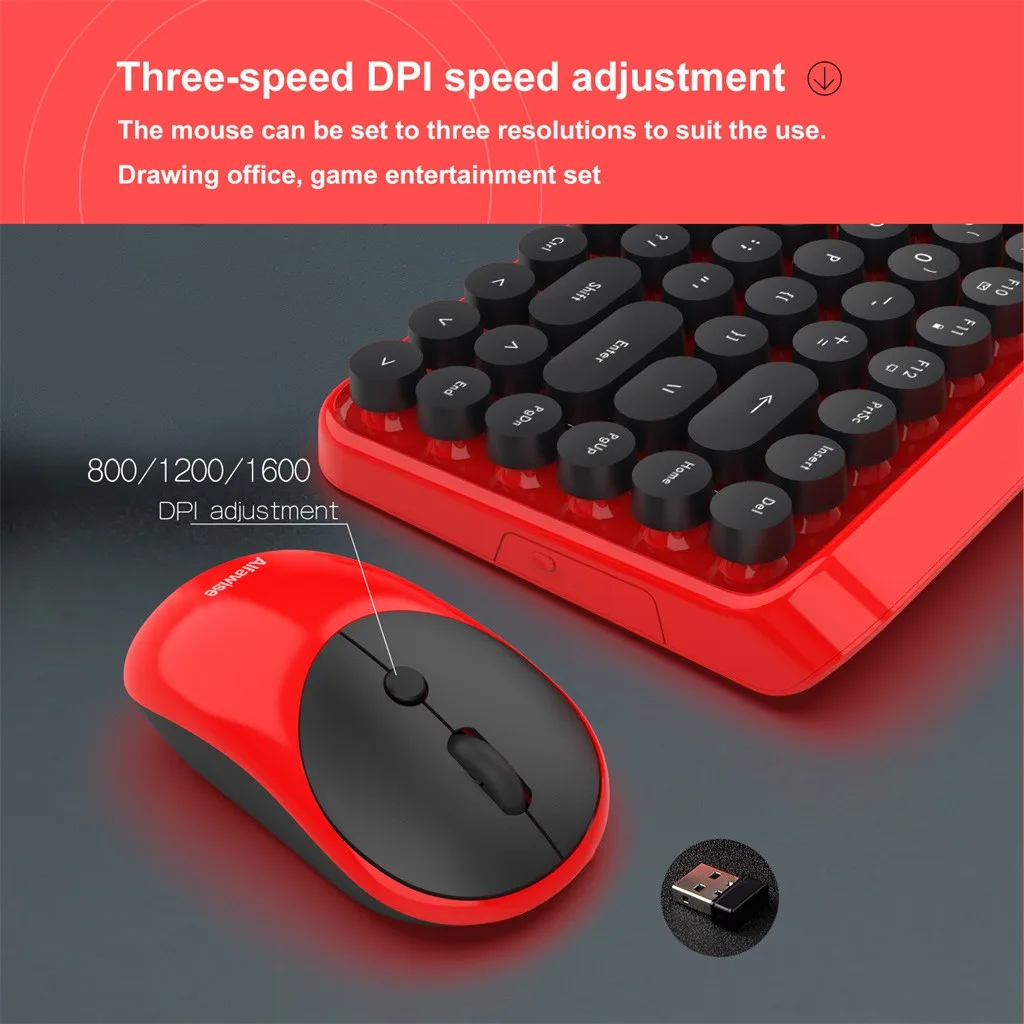 OMESHIN K800 2 в 1 Ретро Keycap Стиль 84 ключ Беспроводной клавиатура+ Мышь Set низких Шум Беспроводной клавиатура Мышь для ПК Win 7/10