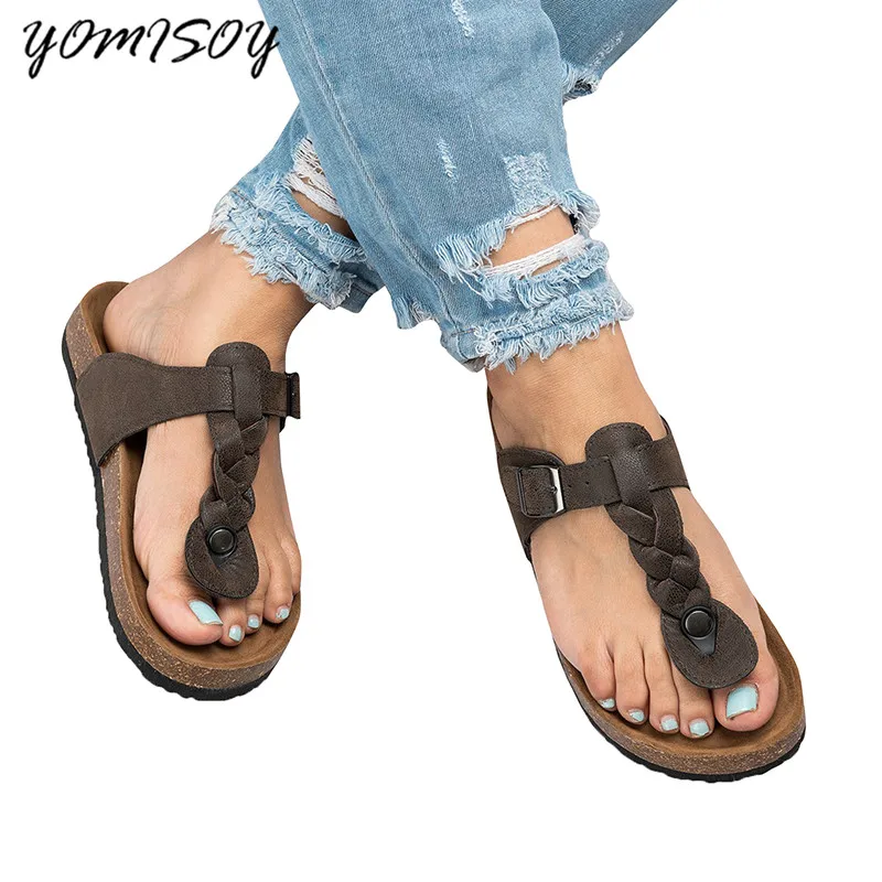 2018 Пляжная Летняя обувь Для женщин Повседневное на плоской подошве низком