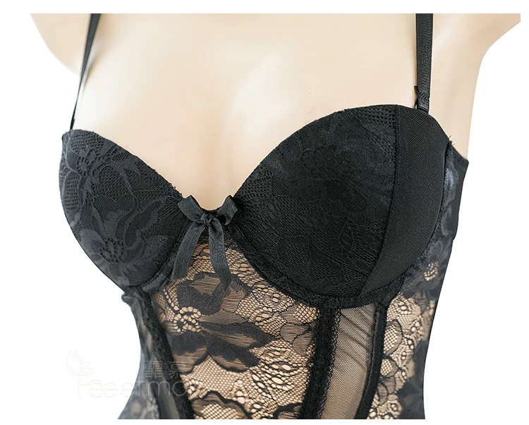 Черный Babydoll кружевной боди для женщин прозрачный сетчатый сексуальное боди комбинезоны бюстгальтер с мягкими чашечками комбинезон обтягивающий костюм