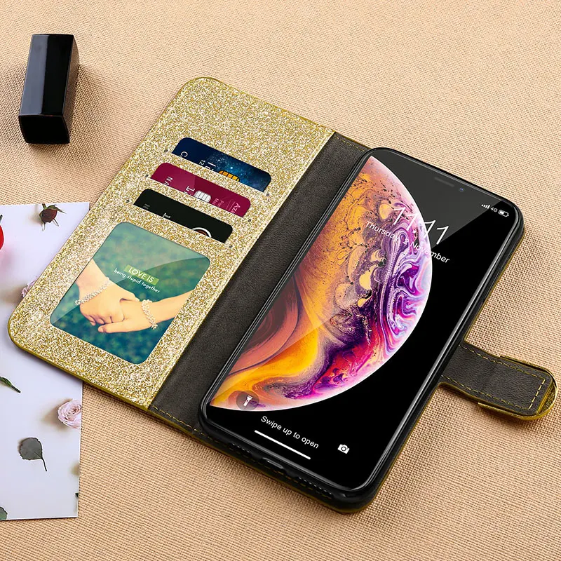 Чехол бумажник с блестками для Samsung Galaxy A50 A30 A70 S6 edge S7 S9 S8 S10 Note 8 9 A20|Бамперы| |