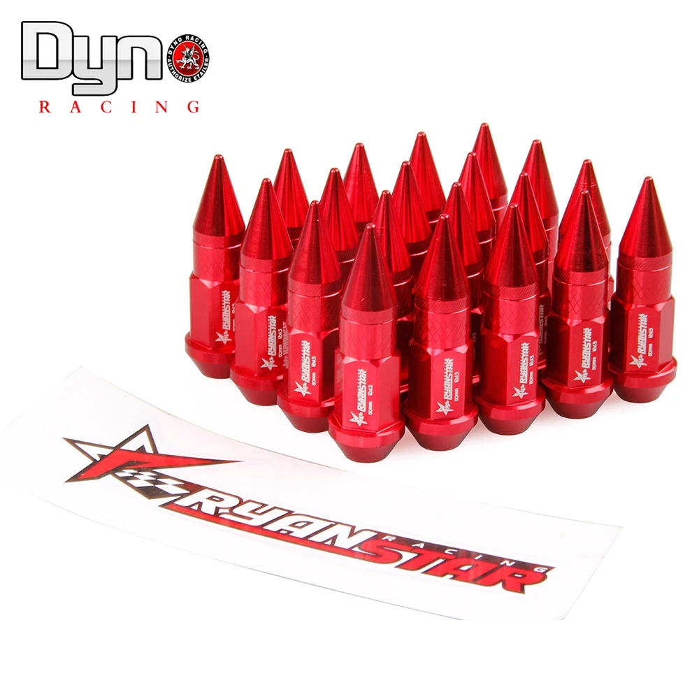 Дино 2015 ryanstar 20 штук шипами колеса гайки + топ Наклейки Длина 52 мм P12x1.5 Буле/красный/