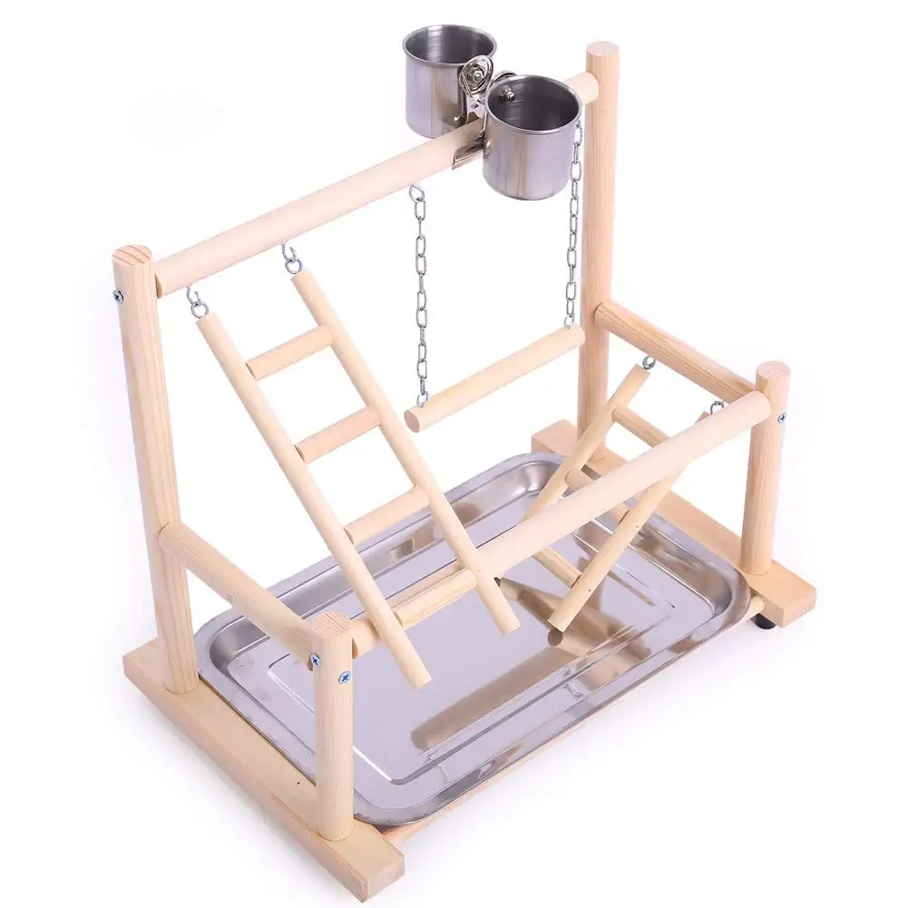 Подставка для игр с птицами 2 блюда Подвесные качели лестницы упражнений игровой