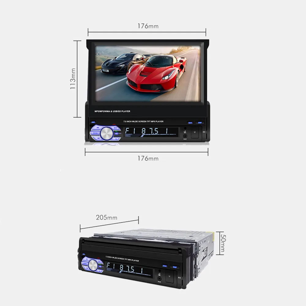 1 Din 7 дюймов складной сенсорный экран автомобиля без dvd-плеер Android 8,1 Bluetooth автомобиля MP5 плеер стерео аудио gps навигация SWC RDS