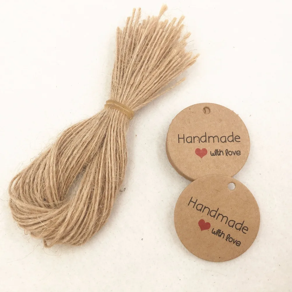 200pcs Kraft Gift Hang Tags+200pcs Strings Handmade With Love Christmas Packing Labels For Boxes/Handicraft/Bags/flower | Дом и сад