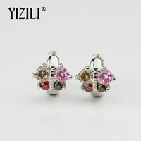 yizili new fashion silver color zircon cute animal butterfly hoop earrings for women girls party gift earring jewelry hot a022