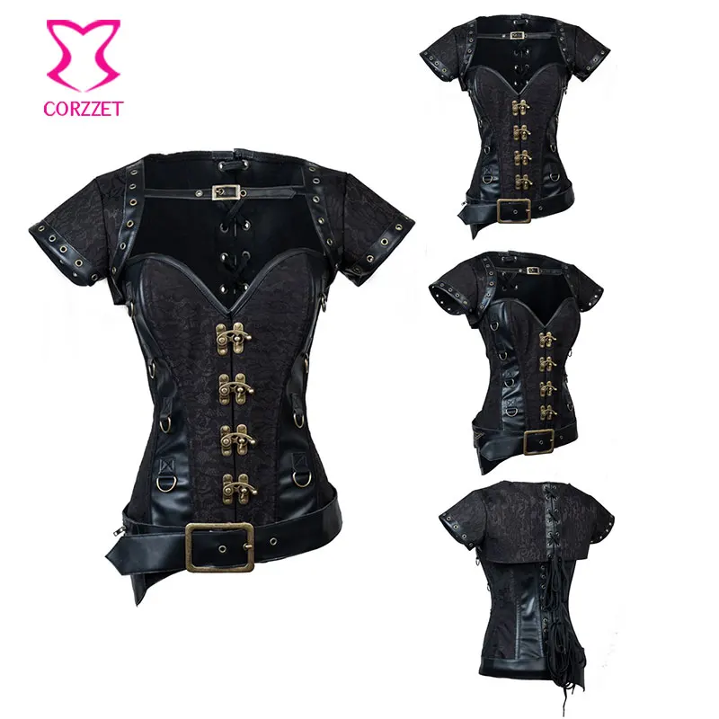 Цветочный корсет из парчовой кожи со стальными косточками куртка в стиле