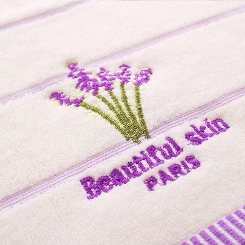 

HELLOYOUNG 2pcs Lavender Pattern Soft Cotton Face Towel For Adults Bathroom Super Absorbent Towels 34x75cm