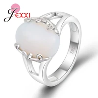 elegant trendy big egg shape opal rings prong setting 925 sterling silver top quality charming gift for lovermother