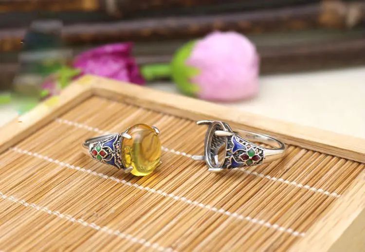 100% Стерлинговое Серебро цветное Ювелирное кольцо пустая форма 11*13 мм