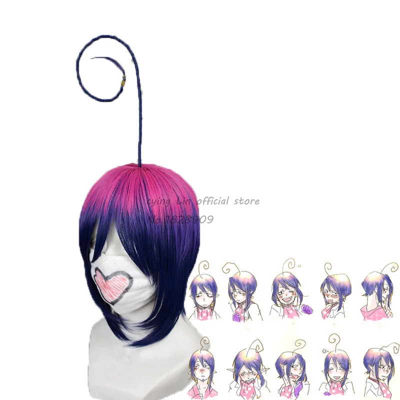 Ао нет Изгоняющий Дьявола Мефисто Pheles Cos Парик Розовый Голубой Градиент Прямой