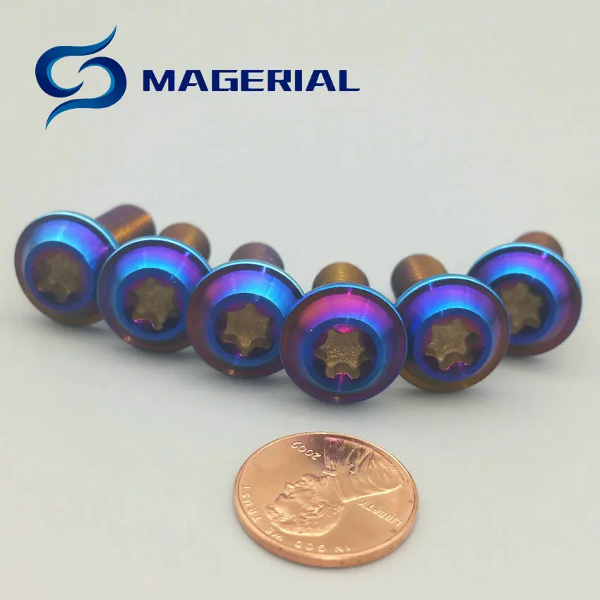 Titanium bolts DIY M8x20mm Motorcycle Modify Ti Bolt Shoulder Burned Blue Color Torx Disc Head screws fastener Pack of 6pcs |