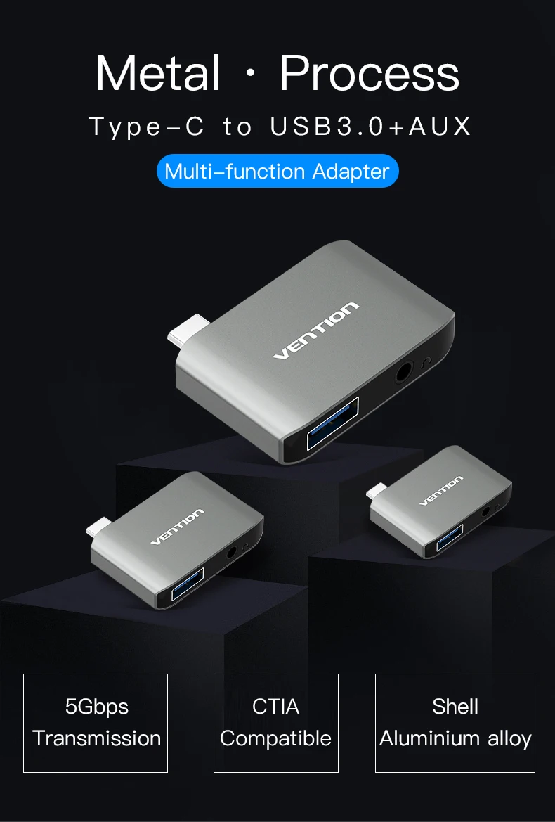 Vention Тип C звуковая карта USB 3,0 AUX адаптер внешняя звуковая карта USB 3,0 конвертер USB-C к AUX аудио карта для MacBook