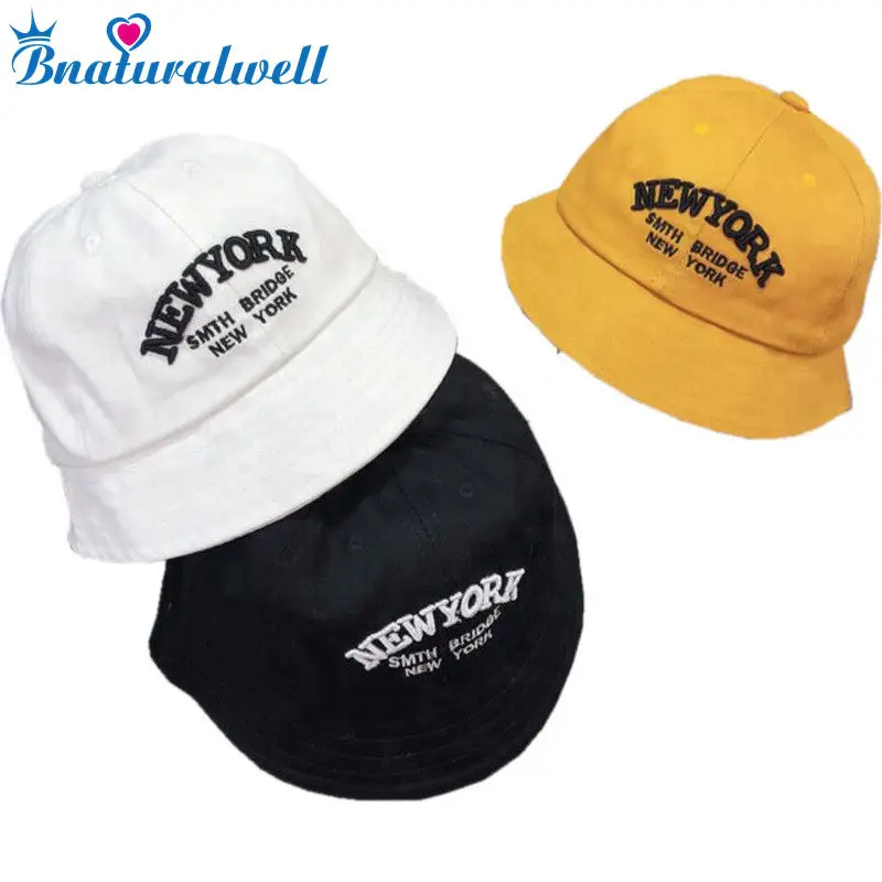 Bnaturalwell New Cotton Baby Summer Hat Children Panama Kids Letter Cap Sun Bucket Hats Flat For Girl Boy H008 | Детская одежда и