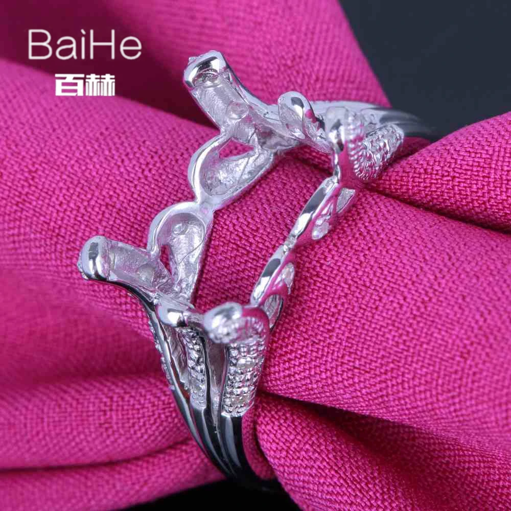 BAIHE солидное 14K белое золото изумруд помолвка для женщин Трендовое изысканное